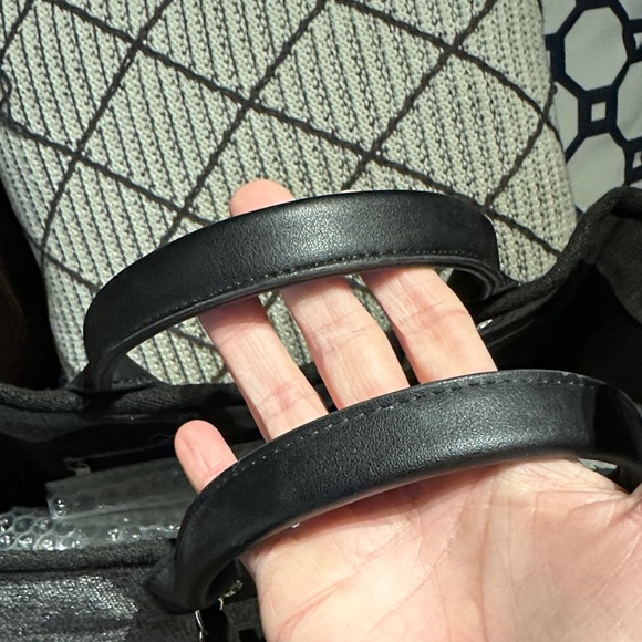 Designer inspired Grey Logo Tweed Style Everyday Shopping Tote. - Picture 4 of 8